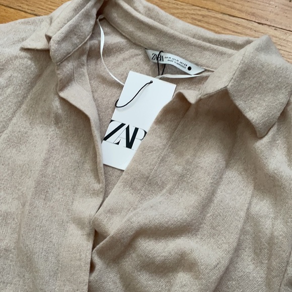 Zara Double Breasted Button Shirt Cream - Picture 7 of 8